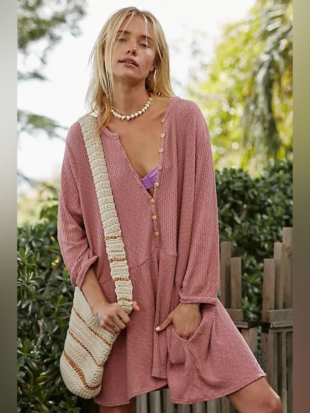 Free People Blossom Button-Up T Shirt Dress